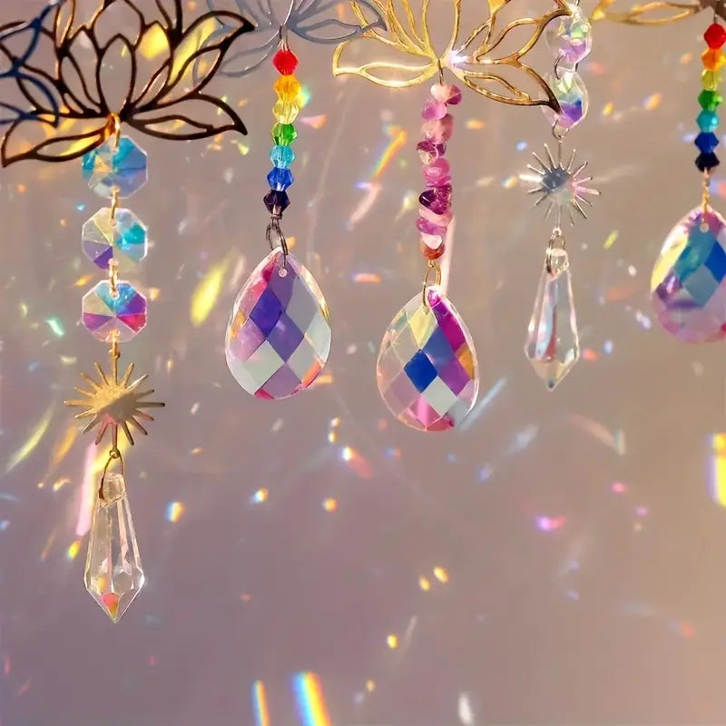 Lotus Arc-en-Ciel – Ensemble d’Attrape-Lumière Cristal